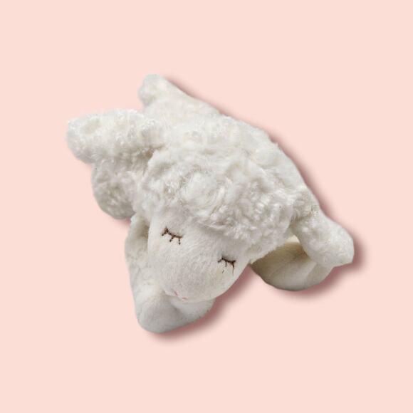 Fluffy Soft Little White LAMB Sleeping 10" Stuffed Animal Baby Gund Winky Rattle - Picture 1 of 8